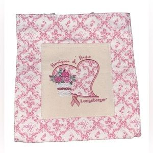 Longaberger Horizon of Hope Pink Floral Heart Fabric Tote Bag Cancer 9x8x4